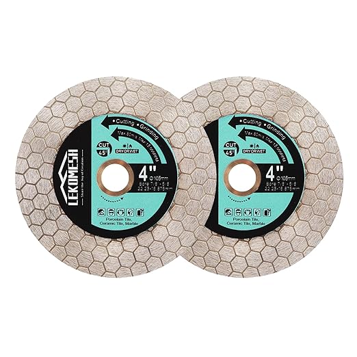 4 Inch Diamond Cutting Disc - 2pcs Tile Saw Blade Cutting Wheel Double-Sided Diamond Discs for Cutting Grinding Porcelain Ceramic Tile Marble Granite Artificial Stone