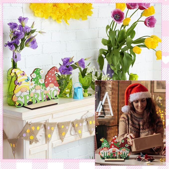 YooNotee 12 Sets Gnome Interchangeable Seasonal Diamond Art Tabletop - Image 2