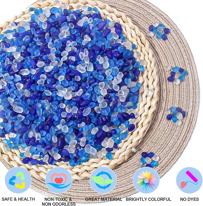 Keedolla 0.9 Lb Frosted Blue Mixed Gemstone Vase Fillers Beads Fish Tank Rocks - Image 5