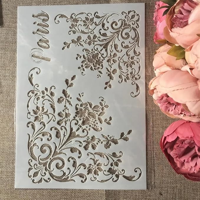 TIAMECH A4 Reusable Flower Edge Frame Stencil - Image 2