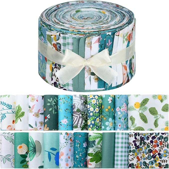 Hosuly 40 Pcs Blue Green Floral Jelly Fabric by Hosuly