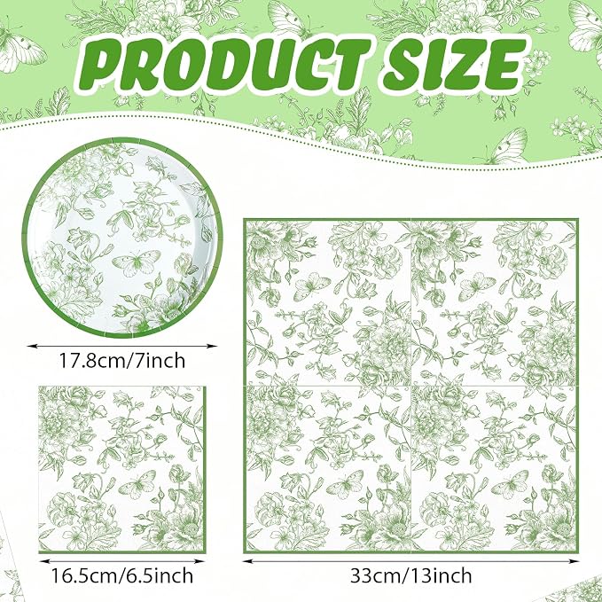 Zhehao 120 Pcs Disposable Paper Plates and Napkins Bulk Birthday Party - Image 2