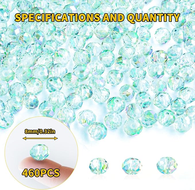 460Pcs 8mm Crystal Glass Beads for Jewelry Making Beads for Bracelets Necklace - Image 2