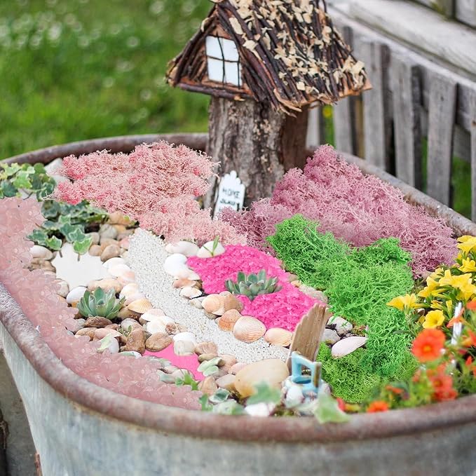 QUOZUO Pink Theme Scenery Basing Material Kit, 10 Pack Fairy Garden Miniatures - Image 5