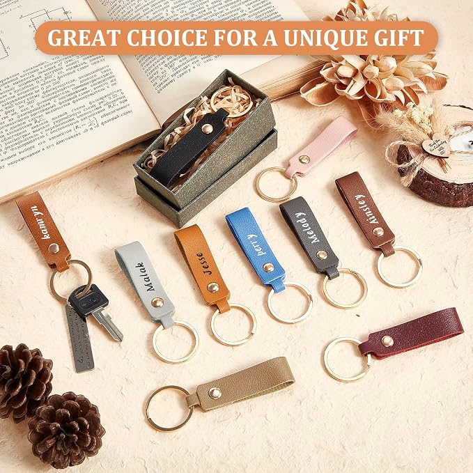 Wavyknot 200 Pcs PU Leather Keychain Blanks Bulk Laser Engraving Blanks - Image 4