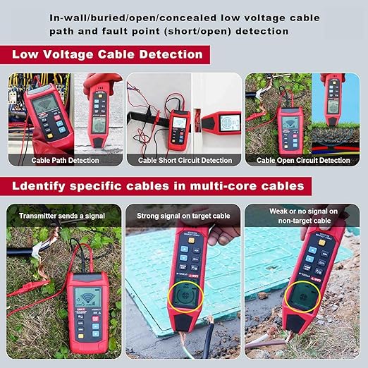 UNI-T AC/DC Advanced Circuit Tracer and Breaker Finder Kit, Wire Tracer Electrical in Wall Underground Short Open Detection 8V-480V Voltage Measurement 8 Languages(UT25CL)