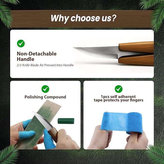 TEKCHIC Wood Carving Kit for Beginners | Dolphin DIY Whittling Knife Set - Image 9