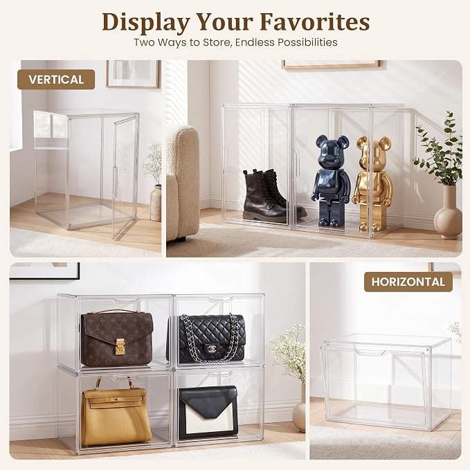 XX-Large Clear Acrylic Display Case, 1 Pack | Extra Large Stackable Storage Bins - Image 3