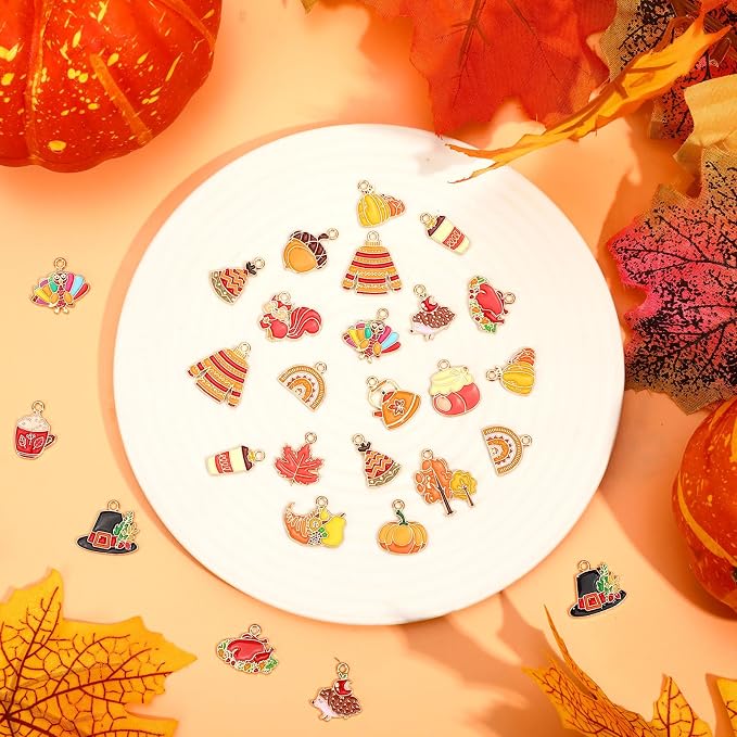 MARFOREVER 40Pcs/20 Pairs Fall Charms, Thanksgiving Charm - Image 4