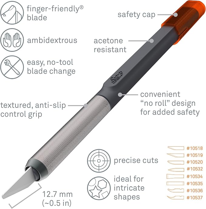 Slice 10548-CS Craft Knife, Finger-Friendly Edge, Safer Choice, Never Rusts - Image 3