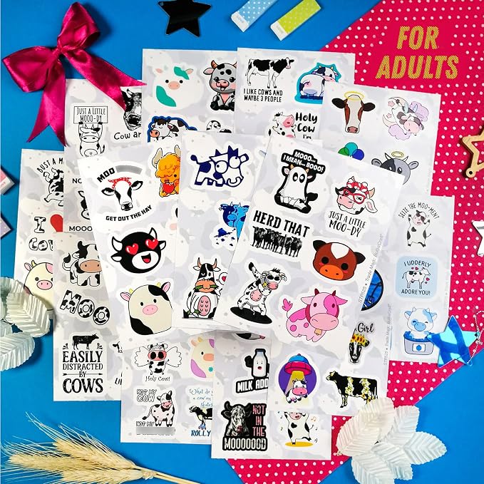 BulbaCraft 100Pcs Cow Stickers for Water Bottles, Laptop Decals, Cute Cow Gifts - Image 5