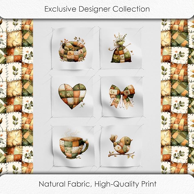 Rustic Patchwork Cotton Fabric Panel – 6 Designs + Bonus Patchwork Sheet - Image 5