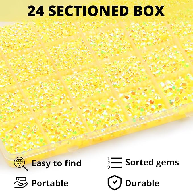 32000Pcs Yellow Rhinestones for Bedazzling, 6mm Flatback Gems Bedazzle Kit - Image 3