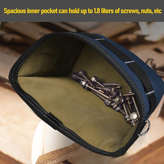 Tool Pouch Nails Screws Bag with Belt Clip (XL, Blue)