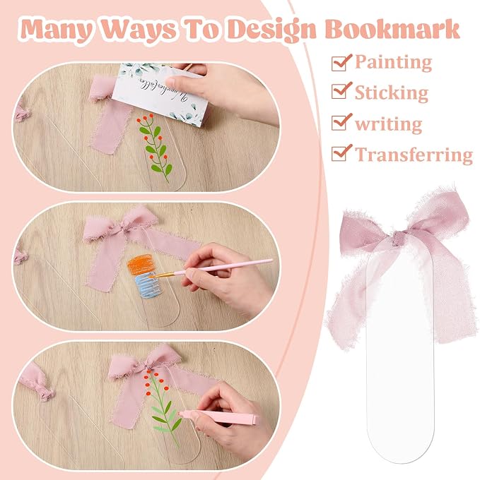 Yeaqee 100 Pcs Acrylic Bookmark Blanks Clear Bookmarks Acrylic Tags - Image 5
