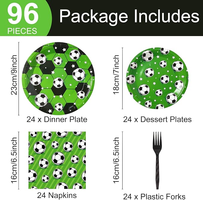 Soccer Party Supplies for 24 Guests Soccer Party Plates and Napkins Party - Image 2