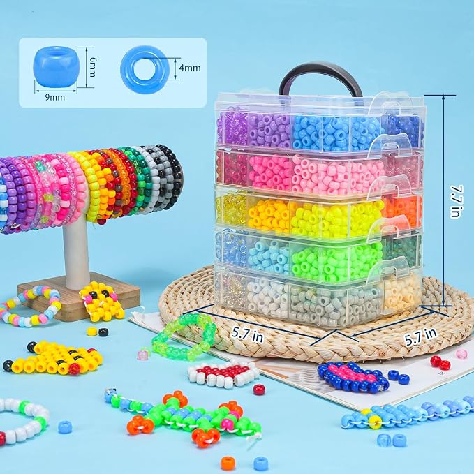 Gionlion 6000+ PCS Pony Beads 30 Assorted Colors Includes Glow in the Dark Bead - Image 7