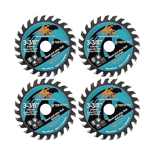 Wood Cutting Disc 3-3/8" 4pcs - 24T TCT Carbide Tipped Teeth Compact Circular Saw Blade with 10mm Arbor, General Purpose for Cuttting in Wood Plastic and Composite Materials