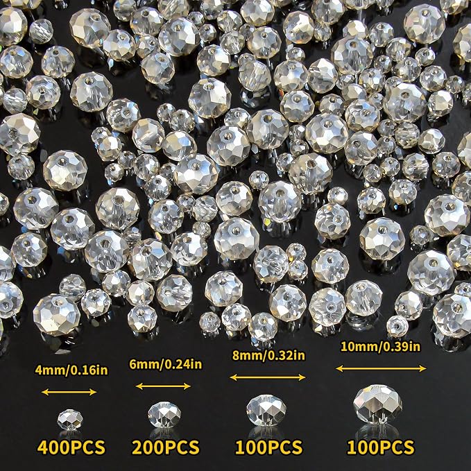 800Pcs 4/6/8/10mm Crystal Glass Beads - Image 2