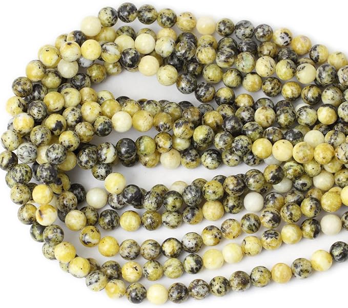 45PCS 8mm Natural Yellow Turquoise Gemstone Round Loose Beads Stone Beads - Image 3