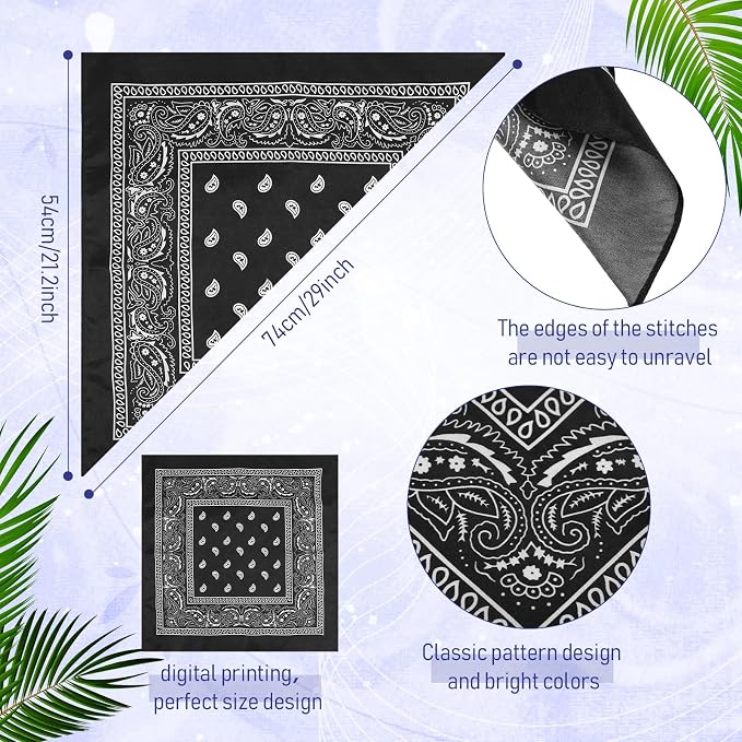 100 Pack Bandanas Unisex Paisley Bandanas Bulk Multi Purpose Cowboy Head Wrap - Image 3