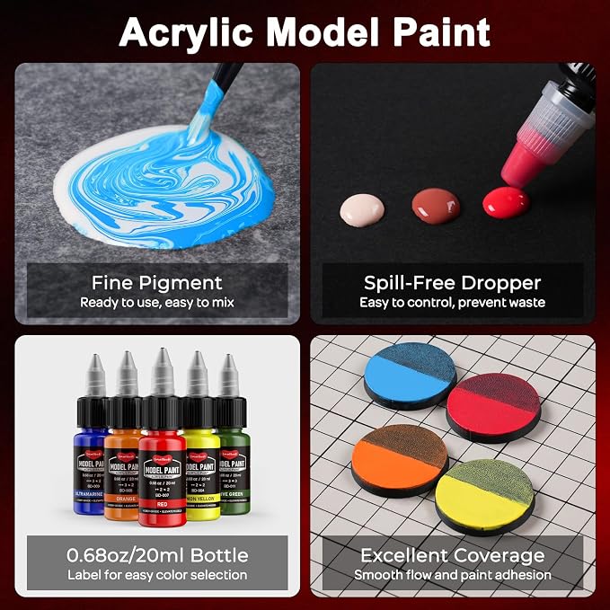 Smallbudi 44 Colors Model Paint Set 20ml/0.6Oz Miniature Acrylic Paint | - Image 6