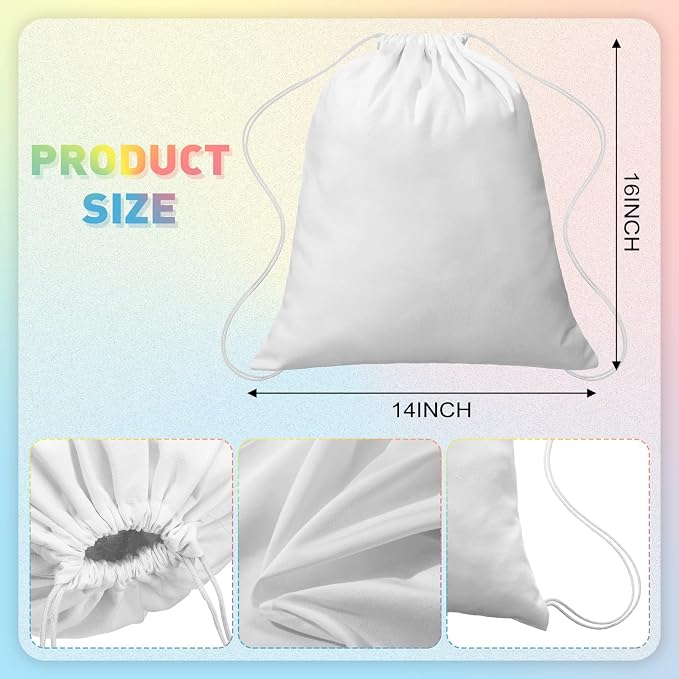 Saintrygo 12/6 Pcs Tie Dye Cotton Drawstring Bags Sublimation Blank Backpack - Image 2