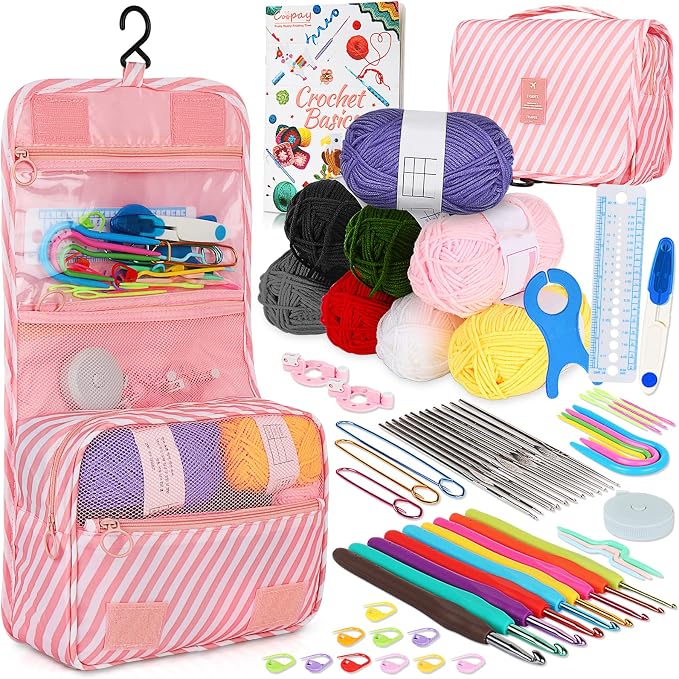Coopay 63 PCS Crochet Kit for Beginners, Upgraded Crochet Set by Coopay