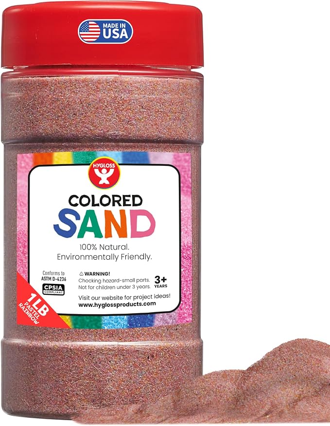Hygloss Colored Sand for Crafts – 1 lb Bottle, Pastel Rainbow – Vibrant by HyglossProductsInc