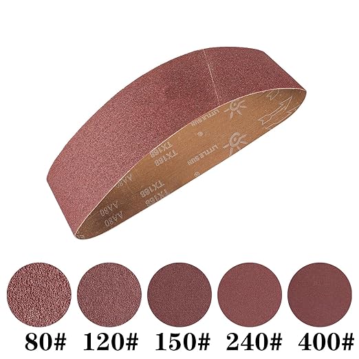 4x36 Sanding Belts 15PCS Belt Sander Paper Aluminum Oxide (3 Each of 80/120/150/240/400 Grits) Ideal for Wood Metal Paint Sanding