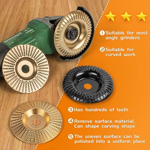 BLEKOO 4PC Angle Grinder Wood Carving Disc Set, - Image 4