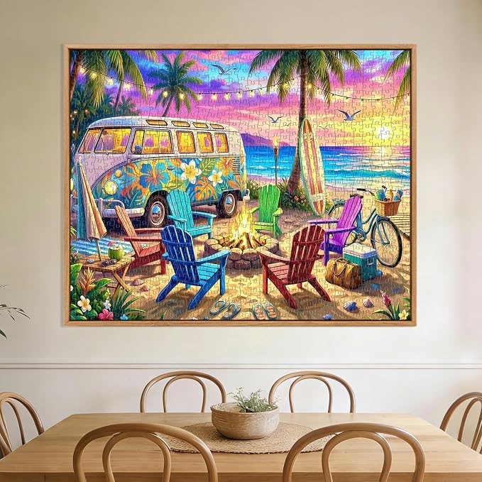 Sunset Beach Camp Puzzles for Adults 1000 Pieces, Challenging Jigsaw Puzzles - Image 3