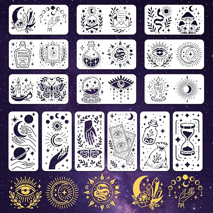 INFUNLY 15Pcs Magic Divination Wall Stencil by INFUNLY