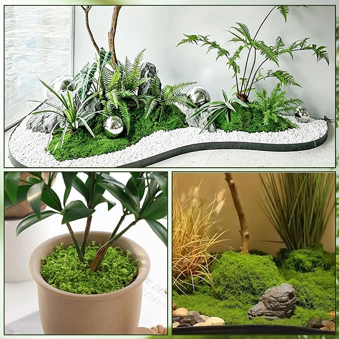 Fake Moss for Plants Indoor, 3.5OZ Dual-Color Artificial Moss for Crafts - Image 3