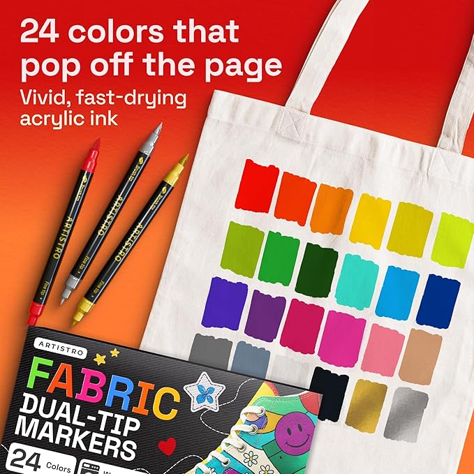 ARTISTRO 24 Dual-Tip Fabric Markers - Image 3