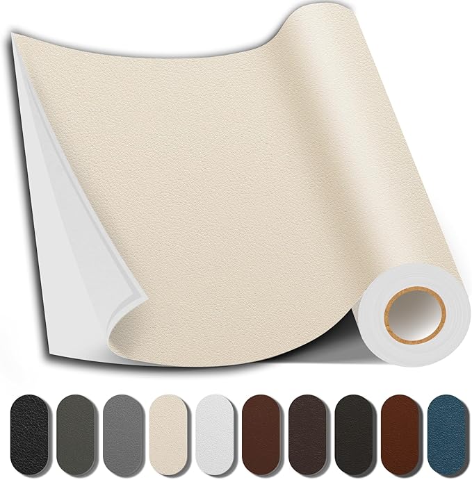 Shagoom Leather Repair Patch, 17X79 Inch Repair Patch Self Adhesive Waterproof, DIY Large Vinyl Patches for Couches, Furniture, Kitchen Cabinets, Wall （Beige, 17X79 Inch）