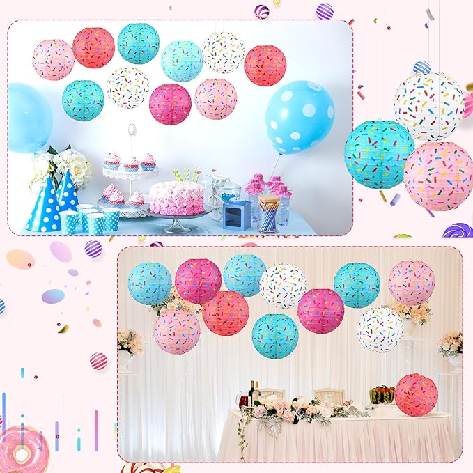Panelee 12 Pcs Donut Paper Lanterns Party Decorations 8 Inch Hanging Round - Image 5