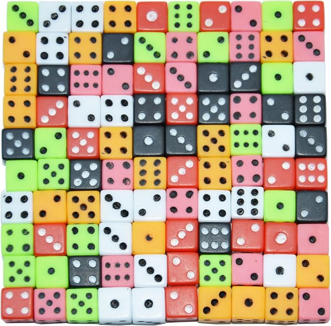 SmartDealsPro 100 Assorted D6 Mini Tiny Dice Game Dot Square Dice - Image 5