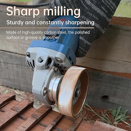 Angle Grinder Wood Carving Disc Set Milling Cutter Grinding disc, 4 and 1/2 Attachments with 5/8 inch Arbor, Cutting Wheel Can be Used for Wood, OPP, Soft Metal (Primary Color 100mm/22mm)