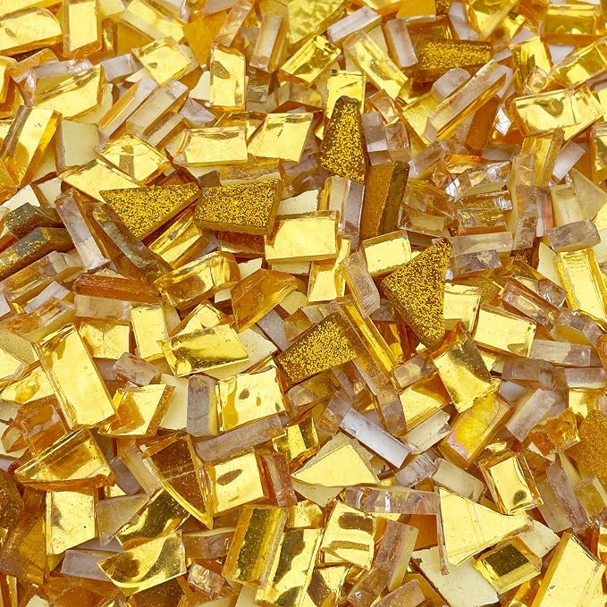 LITMIND Gold Mixed Irregular Glass Mosaic Tiles - Image 2