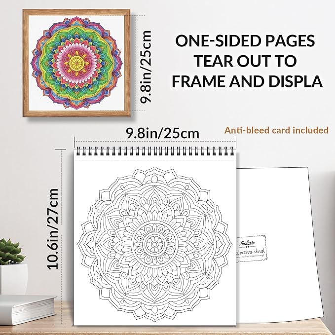 FUNLAVIE Mandala Coloring Book for Adults Relaxation and Teens Stress Relief - Image 7
