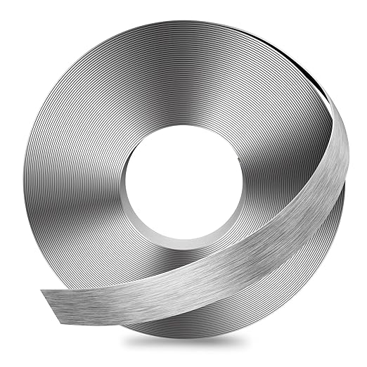GSCIT Club Grey Silver Edge Banding, 3/4 Inch x 100ft Aluminum Brushed Edge Banding PVC Edge Trim for Cabinet Repair Furniture