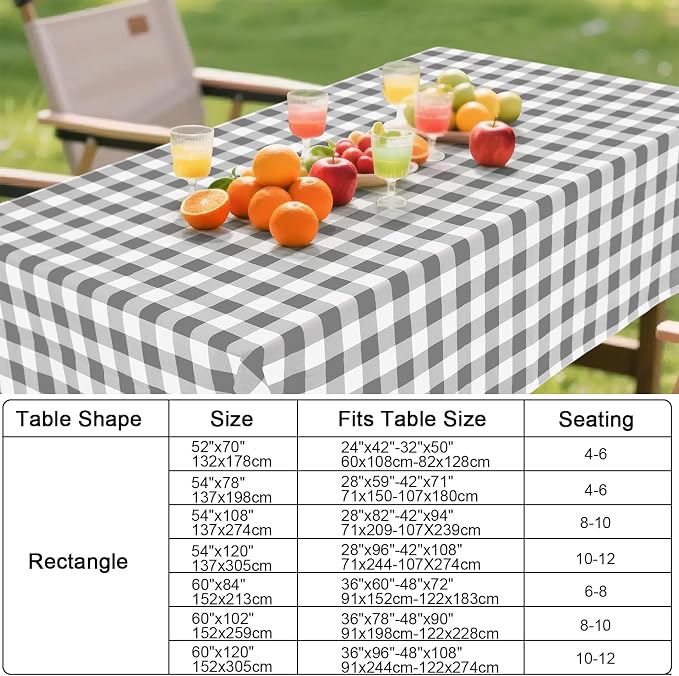 Smiry Rectangle Table Cloth, Waterproof Vinyl Tablecloth - Image 7