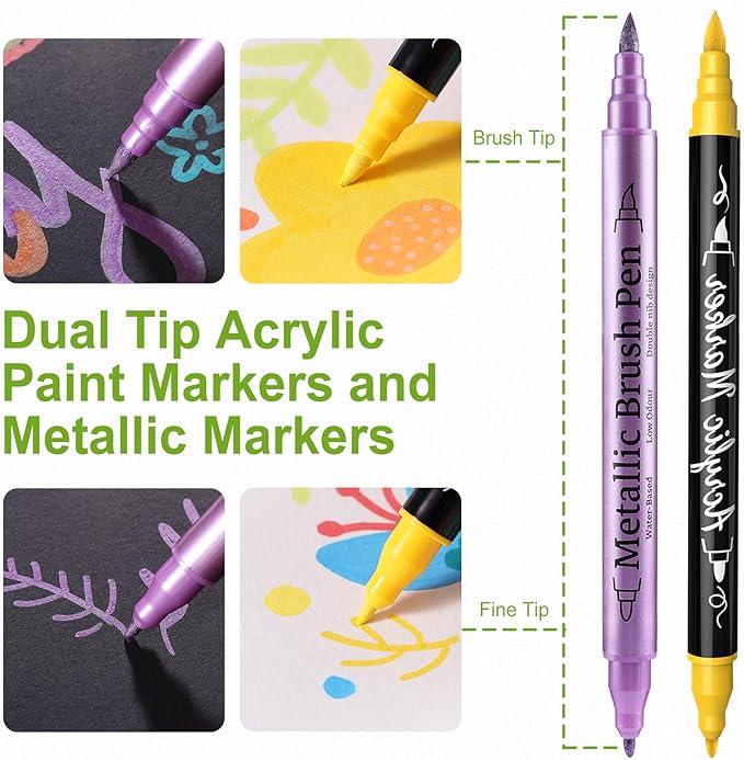24 Metallic & 24 Acrylic Paint Markers Pens - Image 3