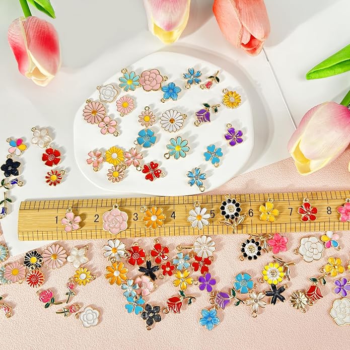 352 Pcs Assorted Charms for Jewelry Making, Mixed Enamel KC Gold Alloy Letter - Image 4