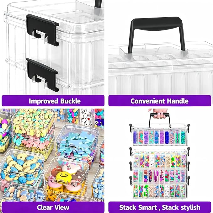 Bead Organizer Box 120 Pcs, 4-Tier Large Capacity Stackable Bead Storage - Image 6