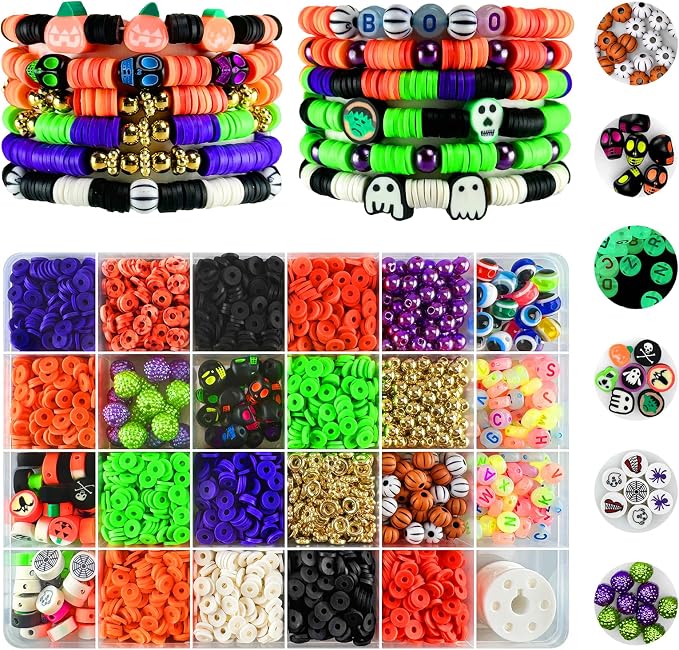 3200 pcs Halloween Beads for Bracelet Jewelry Making Kit by ClaBead