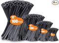 Cable Zip Ties, 400 Pack Black Zip Ties Assorted Sizes 12/8/6/4 Inch by WLEAD