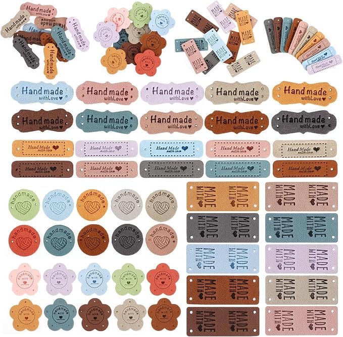 50pcs Handmade Tags for Crochet Handmade Leather Labels Faux Handmade by Sliverdew