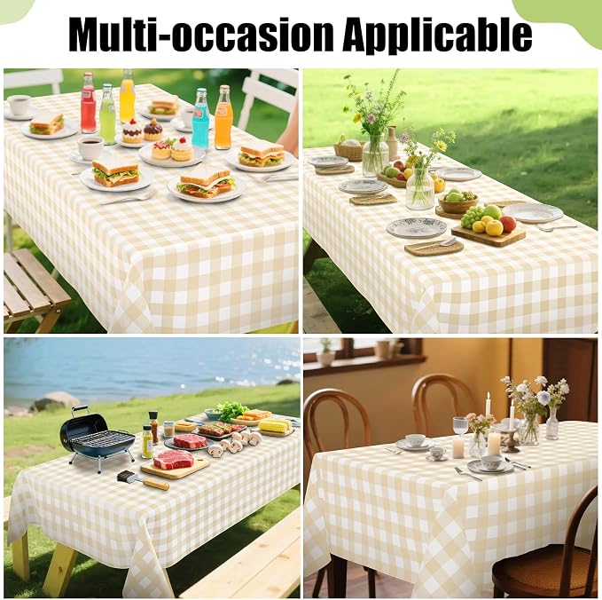 Smiry Rectangle Table Cloth, Waterproof Vinyl Tablecloth - Image 6